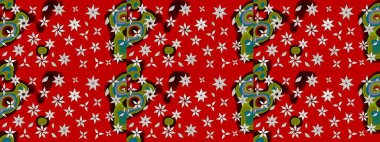 Kırmızı renkte çiçekler. Robot resim. Şirin çiçek elementleri. Raster illüstrasyonu.