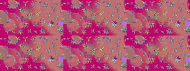 Şirin çiçekler. Çizgi çizimi kalıbı. Raster Moda kumaş deseni.