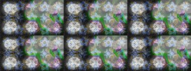 Noel grisi, nötr ve yeşiller. Raster illüstrasyonu. Sihirli gri, nötr ve yeşil tatil soyut arka plan yıldız ve düşen kar taneleri.