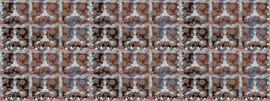 Kahverengi renkli çiçekler. Kumaş desenli papatya çiçekleri ayrıntıları.