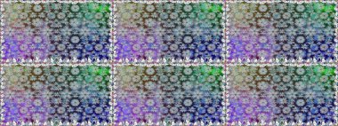 Raster illüstrasyonu. Çiçeklerle suluboya desenli çiçek deseni. Gri renkli Asya tekstili.