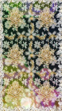 Barok tarzında altın çiçekli süs. Damask kusursuz yinelenen arkaplan. Doku arka planında altın duvar kâğıdı. Gri renklerdeki altın element.