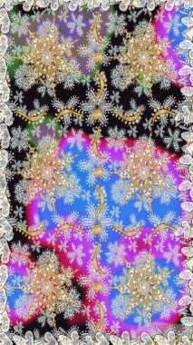 Geleneksel raster ve altın desen. Damask pürüzsüz süsü. Gri renkler üzerinde klasik oryantal desen.