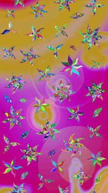 Çiçek deseni. Raster illüstrasyonu. Mor renkte çiçek çizimi. Şatafatlı bahar bahçesi dokusu. Mor renkte çiçekler.