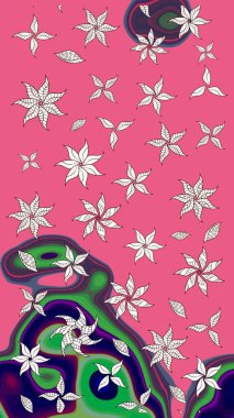 Raster illüstrasyonu. Tropik çiçek desenleri. Pembe renkte çiçekler.