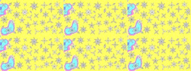 Renkli Bahar Teması eskiz kalıbı. Güzel kumaş deseni. Düz Çiçek Elementleri Tasarımı. Çiçek desenli çizim. Asya tekstil tarzında. Raster illüstrasyonu.