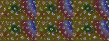 Asya tekstil tarzında. Yeşil renkli çiçekler. Çiçek desenli çizim. Düz Çiçek Elementleri Tasarımı. Renkli Bahar Teması eskiz kalıbı. Raster illüstrasyonu.