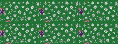 Raster illüstrasyonu. Raster illüstrasyonundaki çiçek desenli çizim. Güzel kumaş deseni. Yeşil renklerde.