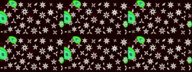 Siyah renkli çiçekler. Sevimli çiçek raster deseni. Renkli Bahar Teması eskiz kalıbı. Düz Çiçek Elementleri Tasarımı.