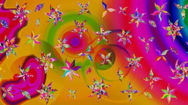 Küçük çiçekli basit bir çiçek çizimi. Moda baskısı, albüm, ambalaj kağıdı ve duvar kağıdı için zarif dekoratif süslemeler. Sarı renkte şirin çiçekler. Raster illüstrasyonu.