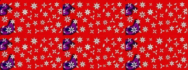 Raster illüstrasyonu. Küçük çiçekli yay deseni çiz. Suluboya stilinde kırmızı renkler üzerine.