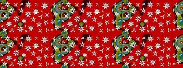 Kırmızı renkte çiçekler. Robot resim. Şirin çiçek elementleri. Raster illüstrasyonu.