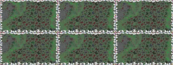 Yeşil soyut suluboya kelebeklerle bezenmiş şeffaf bir arkaplan deseni. Yazdırmayı tekrarla. Raster illüstrasyonu. Sonsuz.