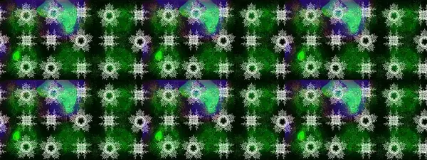 Raster illüstrasyonu. Kar taneli yeşil, mavi ve siyah renkler. Renkli arka planda izole tatlı kar taneleri.