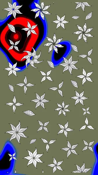 Yeşil renkli çiçekler. Renkli Bahar Teması eskiz kalıbı. Sevimli çiçek raster deseni. Düz Çiçek Elementleri Tasarımı.