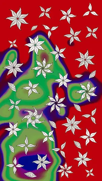 Raster çiçek desenleri çiziyor. Vadinin çiçekleri kırmızı renklerde.