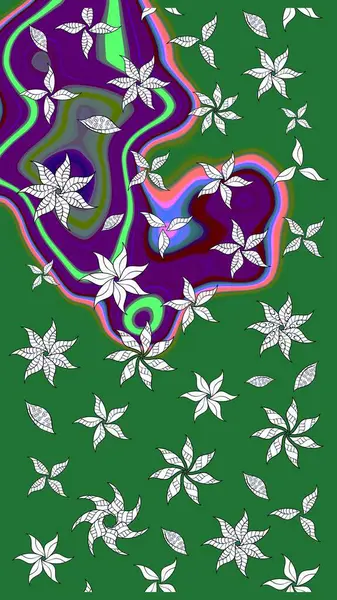 Yeşil renkli çiçekler. Renkli Bahar temalı eskiz kalıbı. Çiçekli çiçek deseni, suluboya. Düz Çiçek Elementleri Tasarım Raster illüstrasyonu.