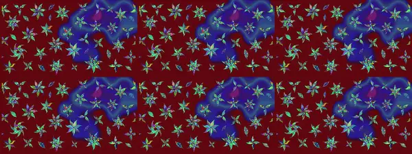 Şirin çiçekli, desenli, kırmızı renkli bir eskiz deseni. Tekstil için suluboya eskiz deseni. El çizimi çiçek çizimi deseni (fayans)).