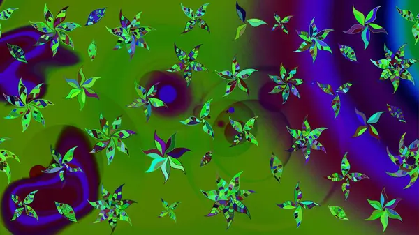 Modern çiçek arkaplanı. Halk tarzı. Moda baskıları için zarif bir şablon. Parlak renkli çiçekleri ve yeşil yaprakları olan harika bir çiçek deseni..