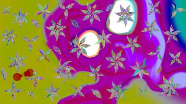 Renkli Bahar Teması eskiz kalıbı. Düz Çiçek Elementleri Tasarımı. Parlak arkaplan eskiz desenli çiçekli fantezi tasarımı.