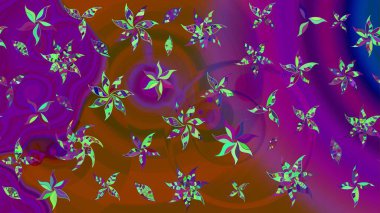 Düz Çiçek Elementleri Tasarımı. Mor renkli çiçekler. Renkli Bahar Teması eskiz kalıbı. Raster illüstrasyonunda çiçek deseni çizimi.