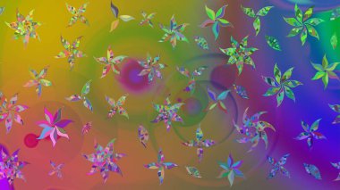 Güzel kumaş deseni. Renkli Yaz Temalı eskiz kalıbı. Düz Çiçek Elementleri Tasarımı. Raster illüstrasyonunda çiçek deseni çizimi.