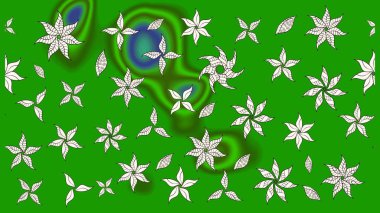 Renkli Bahar Teması eskiz kalıbı. Yeşil renkli çiçekler. Düz Çiçek Elementleri Tasarımı. Raster illüstrasyonunda çiçek deseni çizimi.