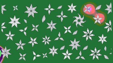 Kumaş desenli papatya çiçeği detayı. Yeşil renkte çiçekler.