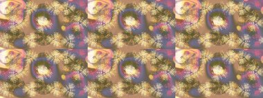 Raster illüstrasyonu. Yüzey için tekrarlanan doku, ambalaj kağıdı, bej, kahverengi ve nötr renkler. Renkli arka planda izole kar taneleri. Kış kar tanesi, raster arkaplan.