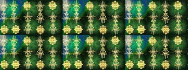 Renkler. Noel ve yeni yıl moda baskıları için tatil tasarımı. Yeşil, gri ve sarı kar taneleri. Kar tanelerinin soyut arkaplanlı Noel şablonu. Raster illüstrasyonu.