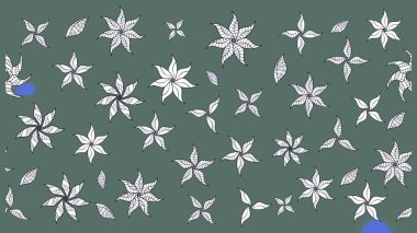 Raster illüstrasyonu. Moda baskısı, albüm, ambalaj kağıdı ve duvar kağıdı için zarif dekoratif süslemeler. Küçük çiçekli basit bir çiçek çizimi. Tarafsız renklerde şirin çiçekler.