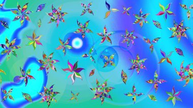 Çizim çiçek deseni duvar kağıdı, web sitesi arka planı, ambalaj kağıdı, davetiye, broşür, afiş veya web sitesi için kullanılabilir. Parlak elementlerin. El çizimi Raster illüstrasyonu.