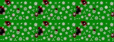 Suluboya çiçekli çiçek deseni. Raster illüstrasyonu. Yeşil renkte güzel tekstil.