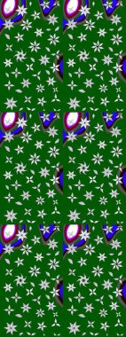 Raster. Yeşil renkte güzel çiçekler, suluboya desenli eskiz deseni, duvar kağıdı, kart veya kumaş için fayanslı..