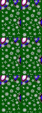 Raster. Yeşil renkte güzel çiçekler, suluboya desenli eskiz deseni, duvar kağıdı, kart veya kumaş için fayanslı..