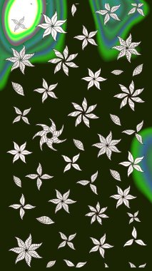 Halk tarzı. Modern çiçek arkaplanı. Moda baskıları için zarif bir şablon. Parlak renkli çiçekleri ve gri yaprakları olan muhteşem bir çiçek deseni..