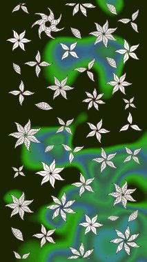 Raster illüstrasyonu. Gri renkli çiçekler. Küçük çiçekte sevimli çiçek deseni var..