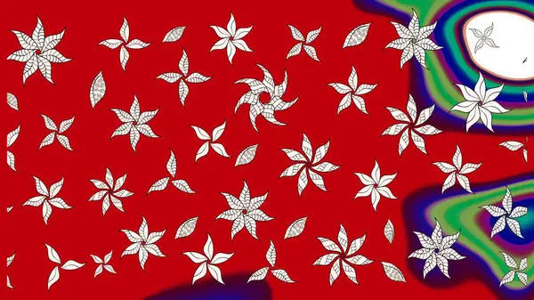 Raster illüstrasyonu. Taslak dekoratif arka plan, çiçek mandala. Çiçek. Kırmızı renklerde.