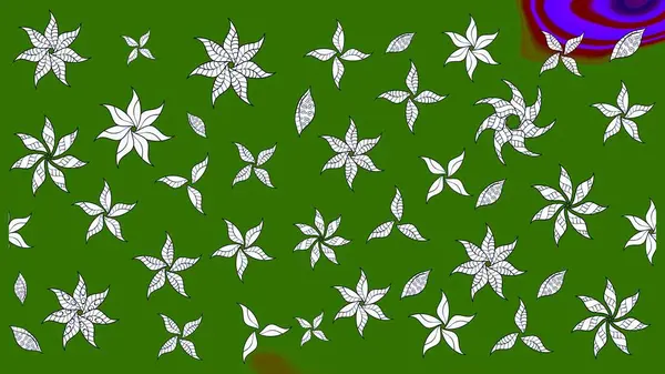 Yeşil renkli çiçekler. Kumaş desenli papatya çiçekleri ayrıntıları.