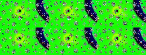 Yumuşak, bahar çiçekli arka plan. Çiçekli karalama şeklinde Raster çiçek deseni. Yeşil renkte çiçekler.
