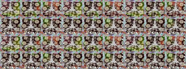 Retro tekstil tasarım koleksiyonu. El çizimi çiçek unsurları olan soyut, dikişsiz raster deseni. Tarafsız, tarafsız. 1950-1960 motifleri. Çiçekli ipek eşarp..