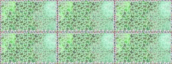 Karala, karala, karala. Yeşil renkli resim. Raster. Yeşil arka planda kusursuz renkli kelebek deseni.