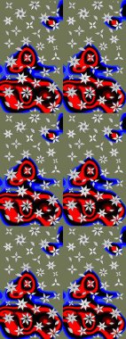 Güzel, parlak, pürüzsüz kumaş, tuval. Kıvırcık, parlak örgü. Çiçek çelengi. Raster illüstrasyonu. Eski moda arka plan. Desen, çizim, çiçek sınırı..