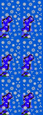 Raster çiçek desenleri çiziyor. Vadinin mavi renkli çiçekleri.