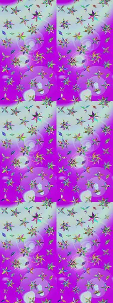 Raster illüstrasyonu. Çiçek desenli çizim. Mor renklerde Asya tekstili.