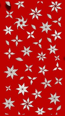 Kibarca, kırmızı renkte bahar çiçekleri. Yaprak ve çiçeklerin suluboya resimleri, kırmızı renklerde çizimler. Raster illüstrasyonu.