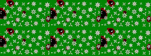 Suluboya çiçekli çiçek deseni. Raster illüstrasyonu. Yeşil renkte güzel tekstil.