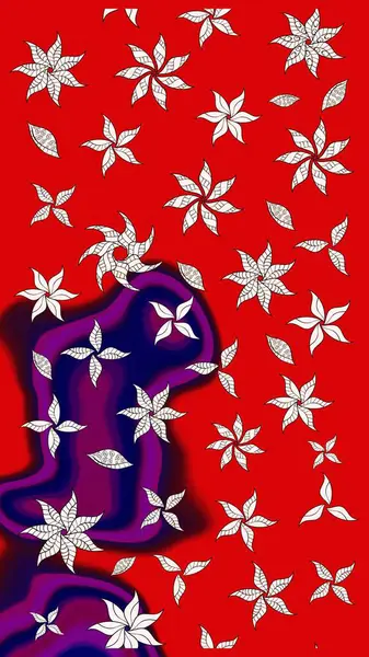 Gömlek, arka plan modelini çiz. Kırmızı renkte çiçekler. Tropik çiçekler.