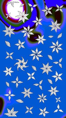 Düz Çiçek Elementleri Tasarımı. Modaya uygun kumaş deseni. Sevimli çiçek raster deseni. Renkli Yaz Teması çizim şablonu.