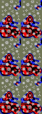 Güzel, parlak, pürüzsüz kumaş, tuval. Kıvırcık, parlak örgü. Çiçek çelengi. Raster illüstrasyonu. Eski moda arka plan. Desen, çizim, çiçek sınırı..